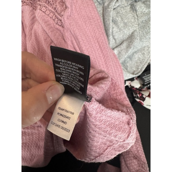 Torrid Pink Waffle Knit Top Plus 3X Lace Accents Boho Coquette Cottagecore Flaw - Picture 4 of 11